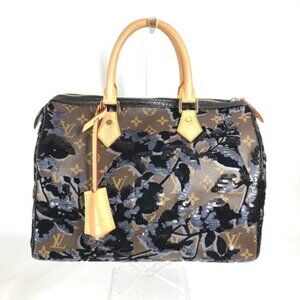 LOUIS VUITTON Monogram Fleur de Ge Speedy 30 Boston Bag Sequins Handbag